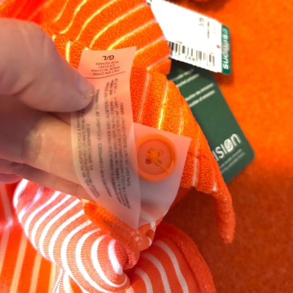 Orange terry short sleeve button up shirt NWT - Picture 8 of 9